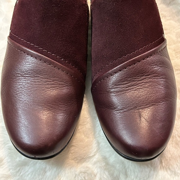 Clark’s Emily dark burgundy leather suede block heel loafers women’s size 8.5M - Picture 6 of 16